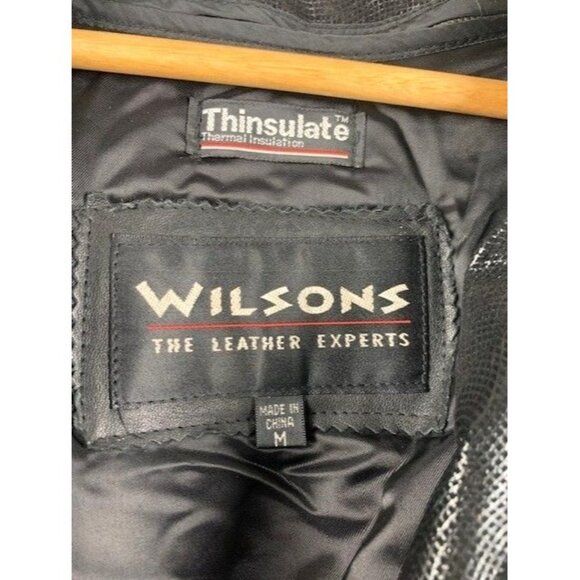 Wilsons Black Leather Belted Jacket Women's Medium with Thinsulate Lining Vtg - Picture 5 of 16